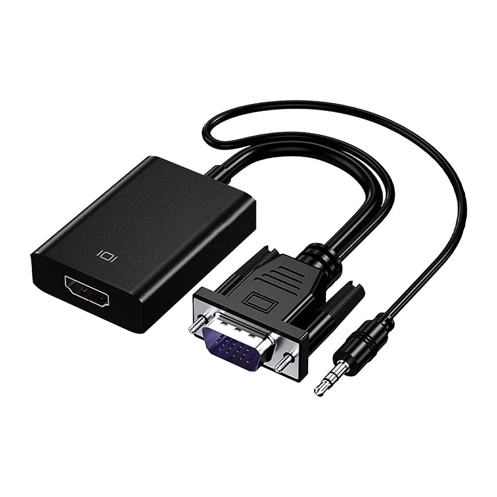 7SEVEN™ VGA to HDMI Adapter for Connect VGA Interface Laptop, PC to HDMI Monitor or Projector, 1080P VGA Male to HDMI Female Converter with 3.5mm Audio Lead and Power Supply Port